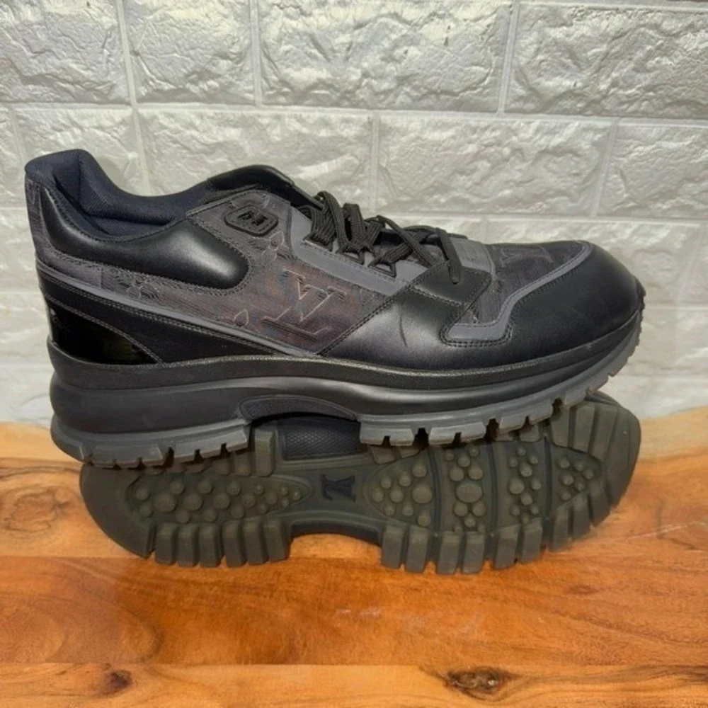 Louis Vuitton LV Trainer Black Monogram Hiking Sneakers Men Size 12 Designer‎